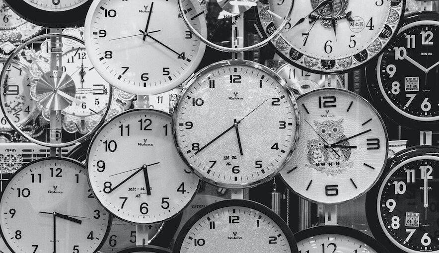 Black And White Photo Of Clocks